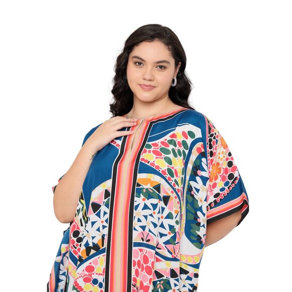 Gypsie Blu Paisley Printed Caftan Plus Size Dress Loose Comfy Maxi Cover Up Gown - Picture 6 of 8